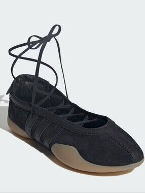 RARE SIZE Adidas Mei Black Lace-Up Ballet Flat with Wrap Ties